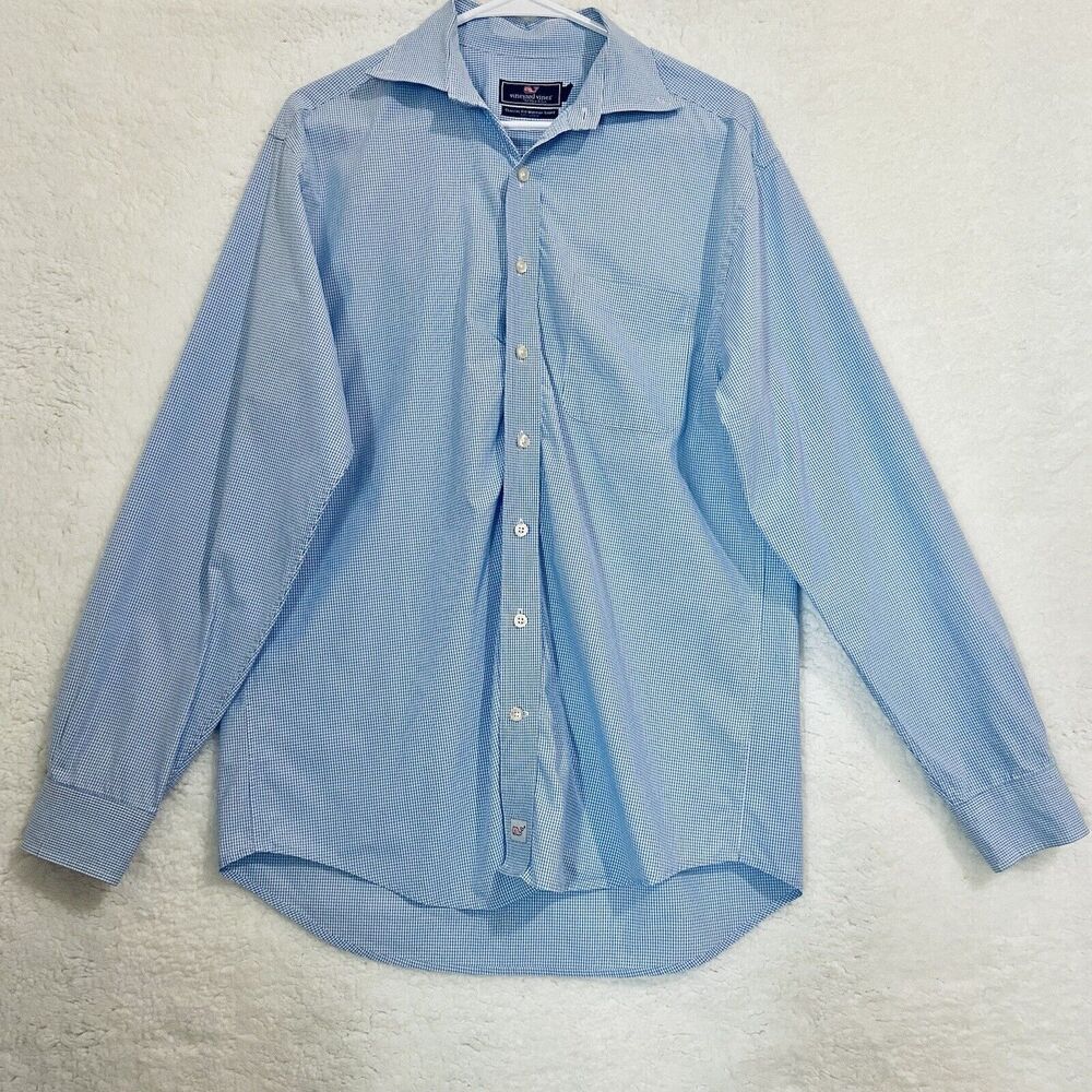 Vineyard Vines Shirt Medium Blue Plaid Shirt Classic Fit Murray Shirt 100% Cotto